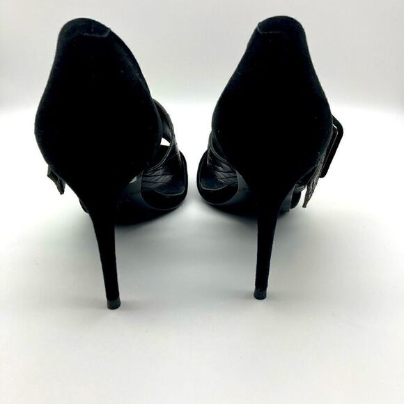 Valse Maitre Black Suede Buckle Stiletto Heels Size 220 - Picture 8 of 11